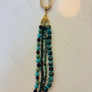 Handmade Beaded Bag Charm//Beaded Keychain